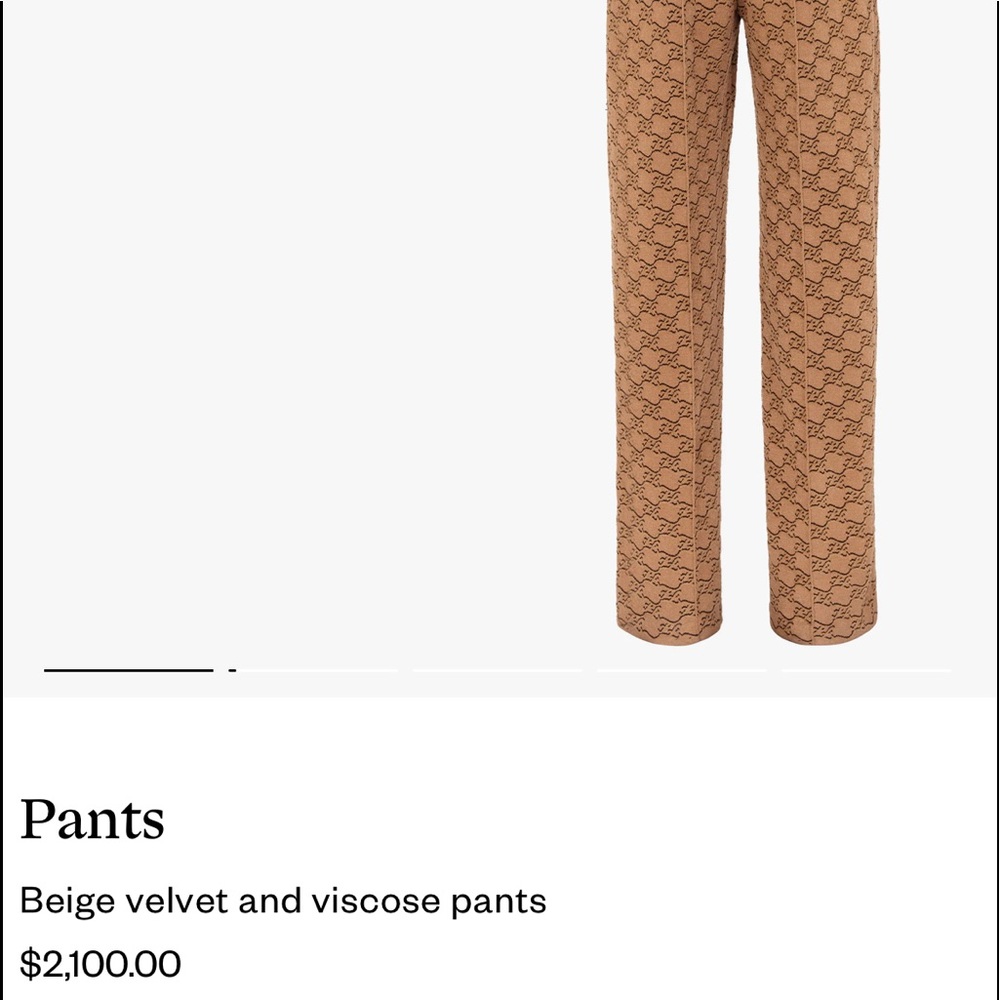 New Chic  Fendi Beige Velvet and Viscose pants size EU 40